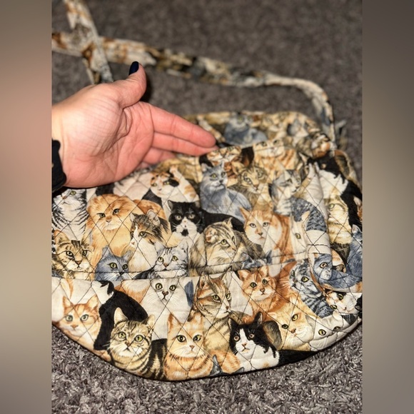 Vintage Larenda Stitched Kitty Cat Quilted Crossbody Handbag - Picture 10 of 13